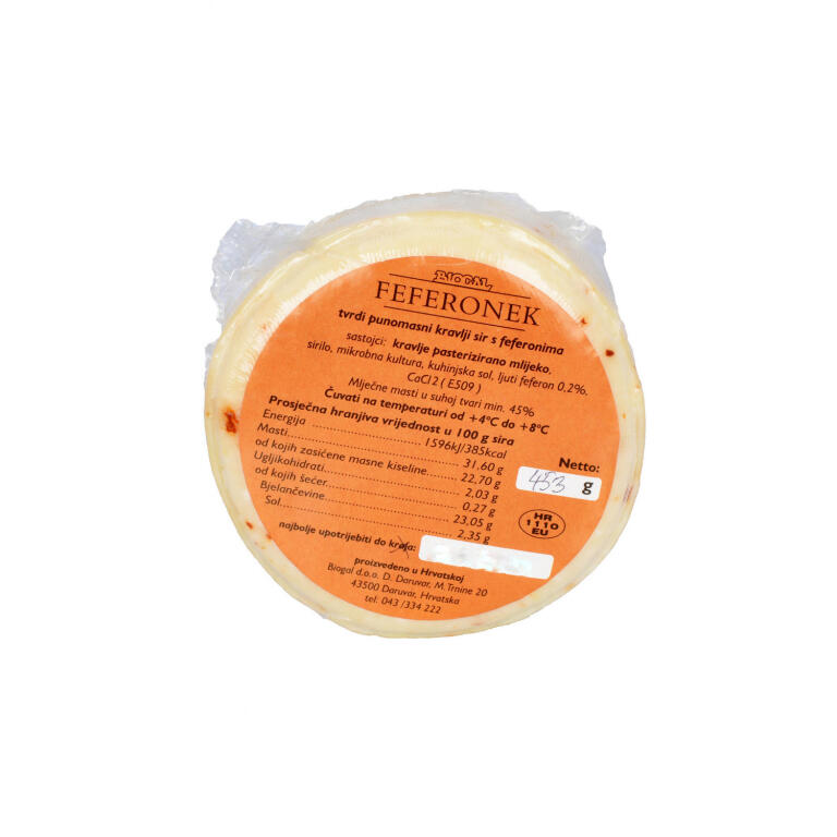 Ser krowi twardy z papryczkami peperoni BIOGAL 350–450 g