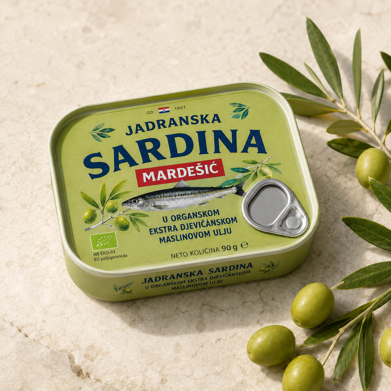 Adriatyckie sardynki w bio oliwie z pierwszego tłoczenia (Jadranska srdela u bio-ekstra djevičanskom maslinovom ulju) 100 g (3)