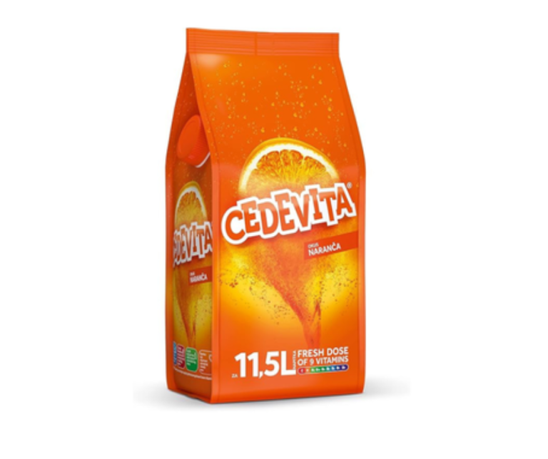 Cedevita Pomarańcza 900 g – napój witaminowy w proszku o intensywnym, orzeźwiającym smaku pomarańczy.
