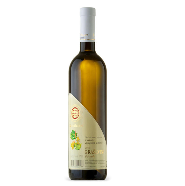 Butelka wina Graševina Pomale Krauthaker 0,75 l – wytrawne białe wino z Chorwacji