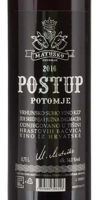Etykieta wina Postup Vinarija Matuško