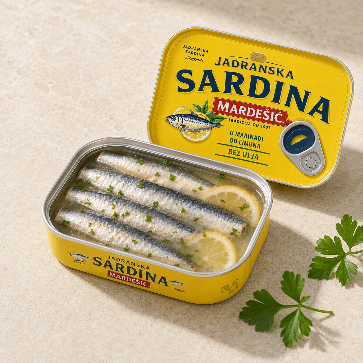 Adriatyckie sardynki w marynacie cytrynowej bez oleju (Jadranska srdela u marinadi od limuna - bez ulja) 100 g (3)