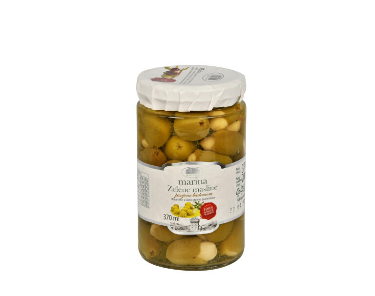  Zielone oliwki nadziewane migdałami w solnej zalewie
